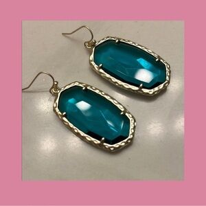 Kendra Scott teal/aqua Blue and Gold Statement Earrings